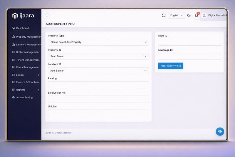 Add property screen in Ijaara PMS