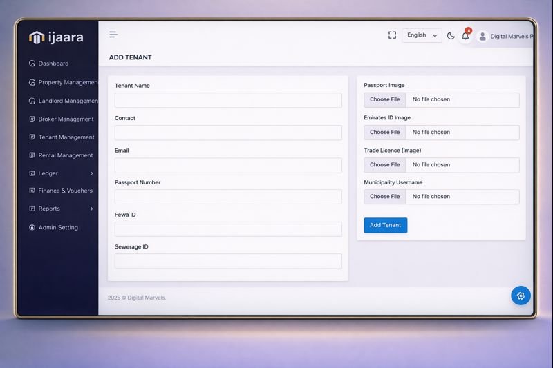 Add tenant screen in Ijaara PMS